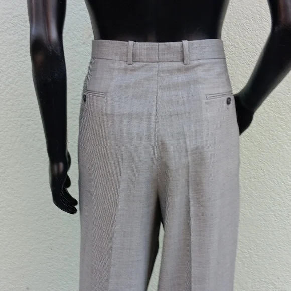 PIERRE BALMAIN MEN'S VINTAGE DOUBLE PLEATED HOUNDSTOOTH LUXURY TROUSERS